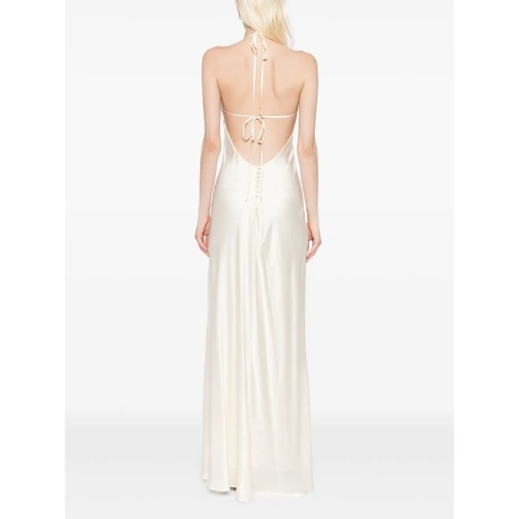 NEW Reformation Jeany Silk Dress Halter Neck Backless Maxi Dress Fior Di Latte M - Picture 5 of 13
